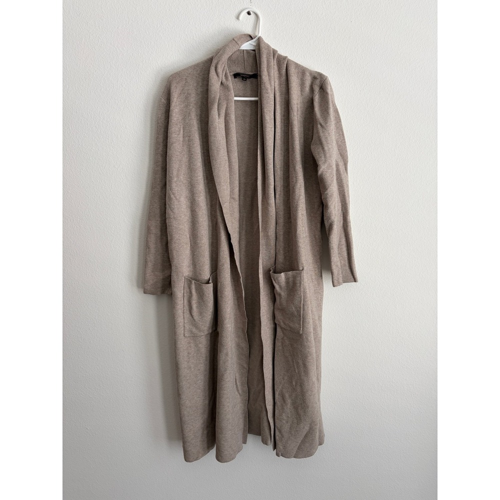 Maxsport Tan Heather Knit Longline Open Front Duster Cardigan Sweater Medium